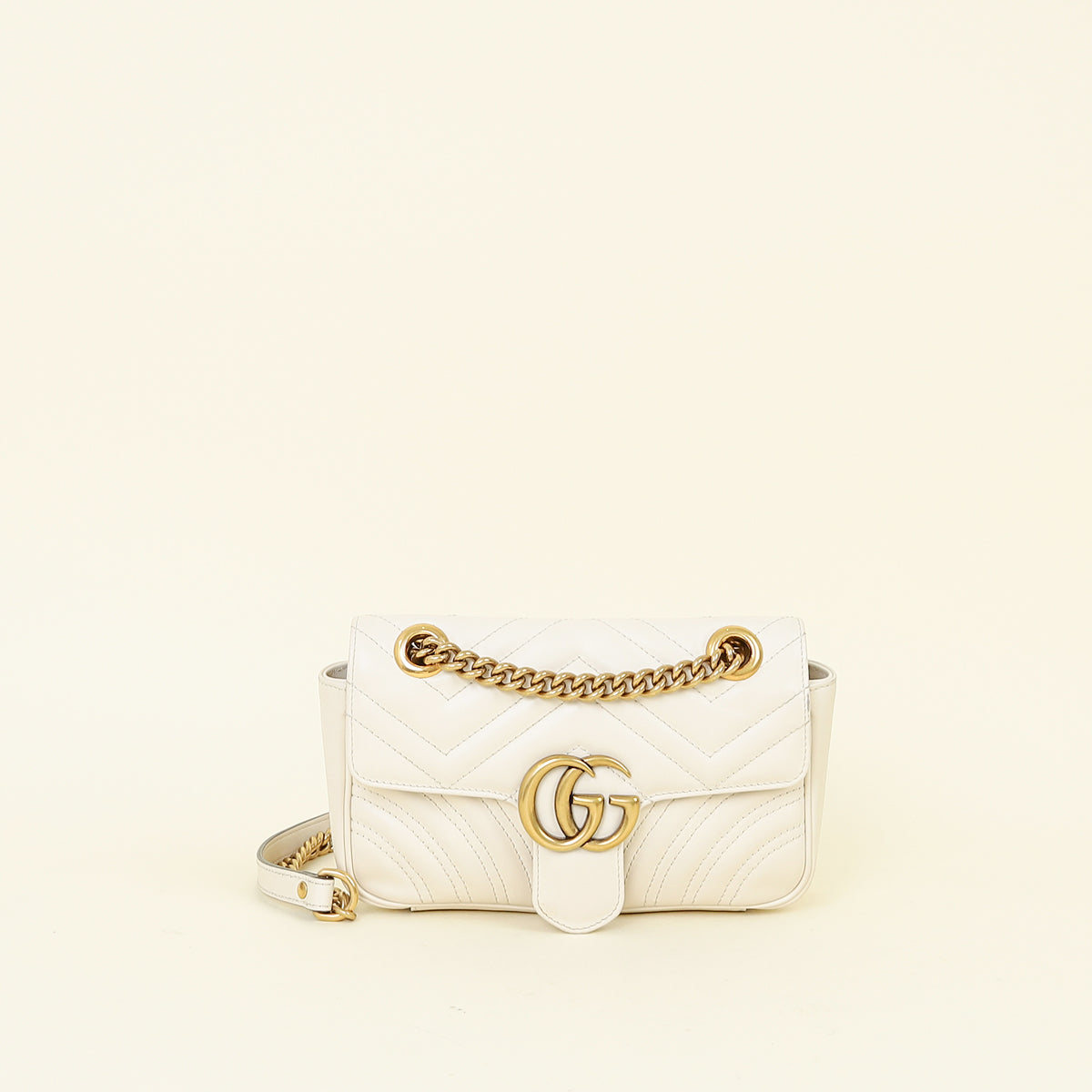 Gucci Cream Ivory GG Marmont Small Shoulder Bag