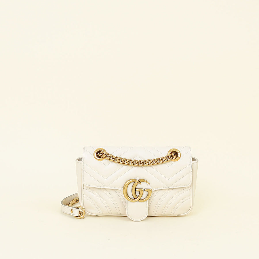 Gucci Cream Ivory GG Marmont Small Shoulder Bag