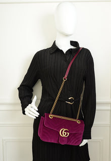 Gucci Violet GG Marmont Velvet Medium Shoulder Bag