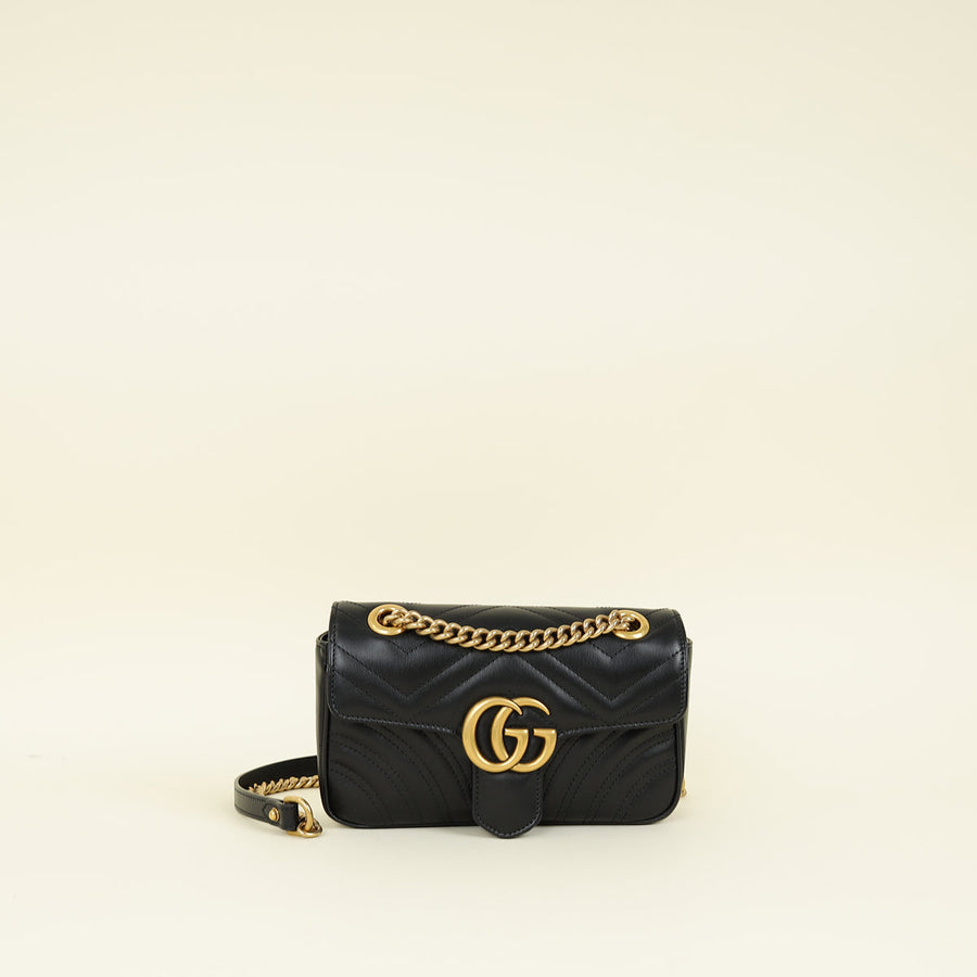 Gucci Black GG Marmont Small Shoulder Bag