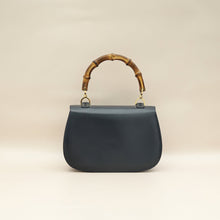 Gucci Navy Blue Bamboo Top Handle Bag
