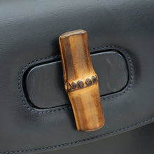 Gucci Navy Blue Bamboo Top Handle Bag