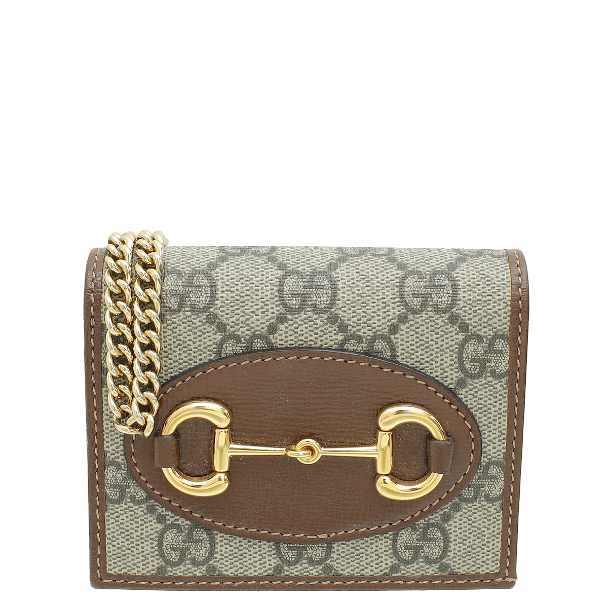 Gucci Ebony 1955 Horsebit Card Case Chain Walle