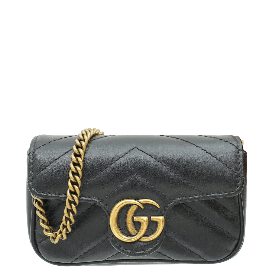 Gucci Black GG Marmont Chain Pouch