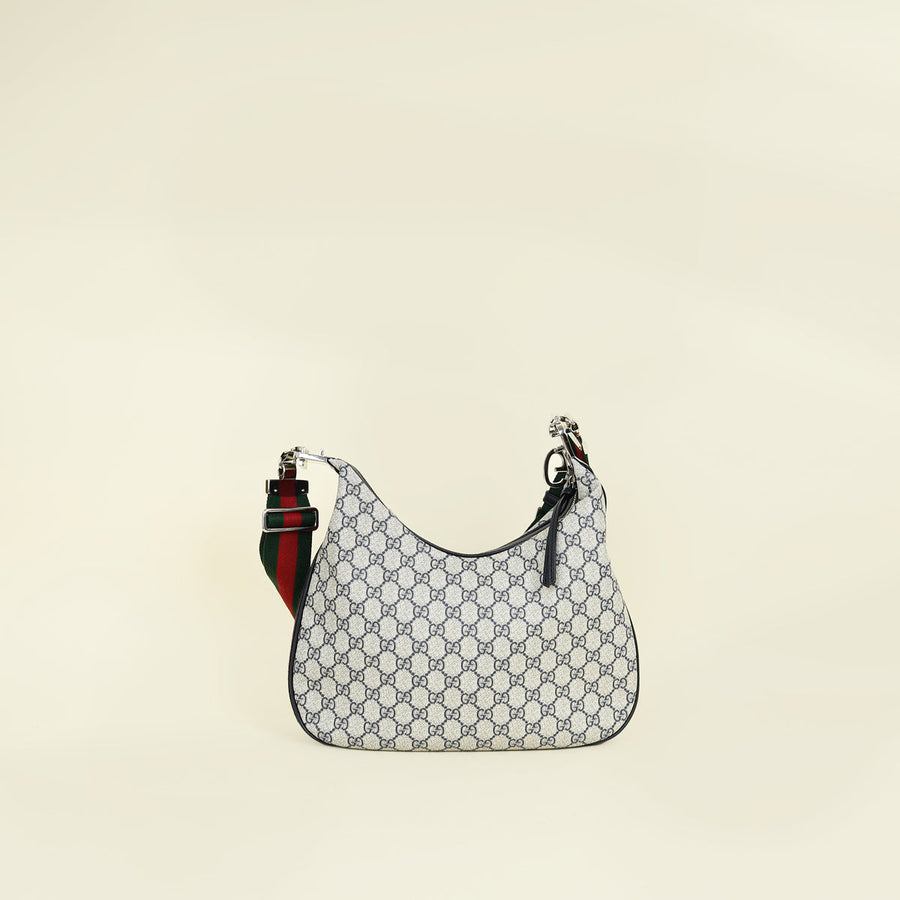 Gucci Navy Blue GG Supreme Attache Medium Shoulder Bag