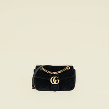Gucci Black Velvet GG Marmont Medium Shoulder Bag