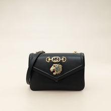 Gucci Black Rajah Medium Vitello Palmellato Lux Crystal Shoulder Bag