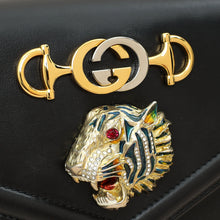 Gucci Black Rajah Medium Vitello Palmellato Lux Crystal Shoulder Bag