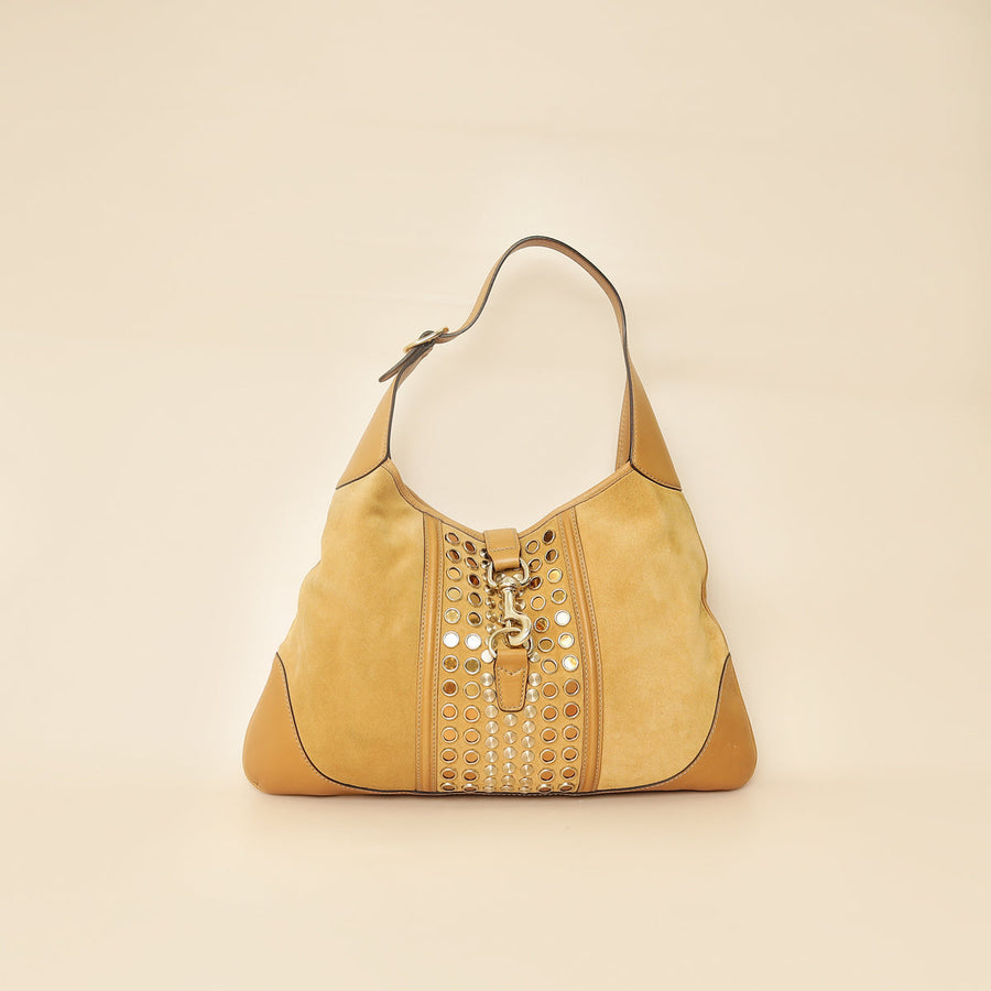 Gucci Beige Jackie O Hobo Suede Bag