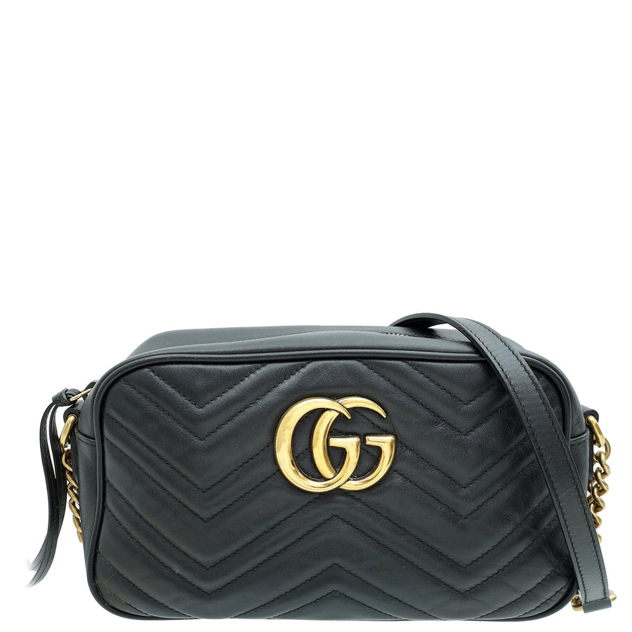 Gucci Black GG Marmont Small Camera Bag