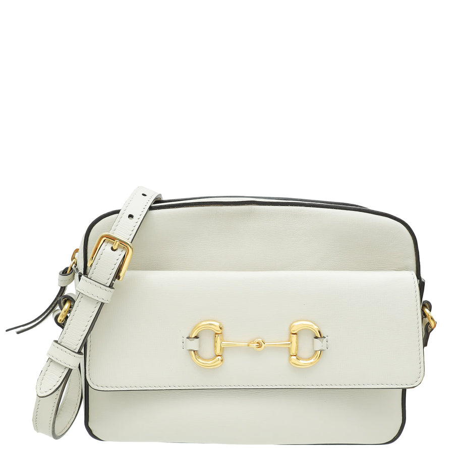 Gucci White Horsebit 1955 Small Shoulder Bag