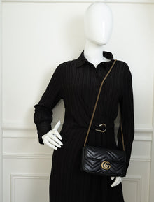 Gucci Black GG Marmont Small Shoulder Bag