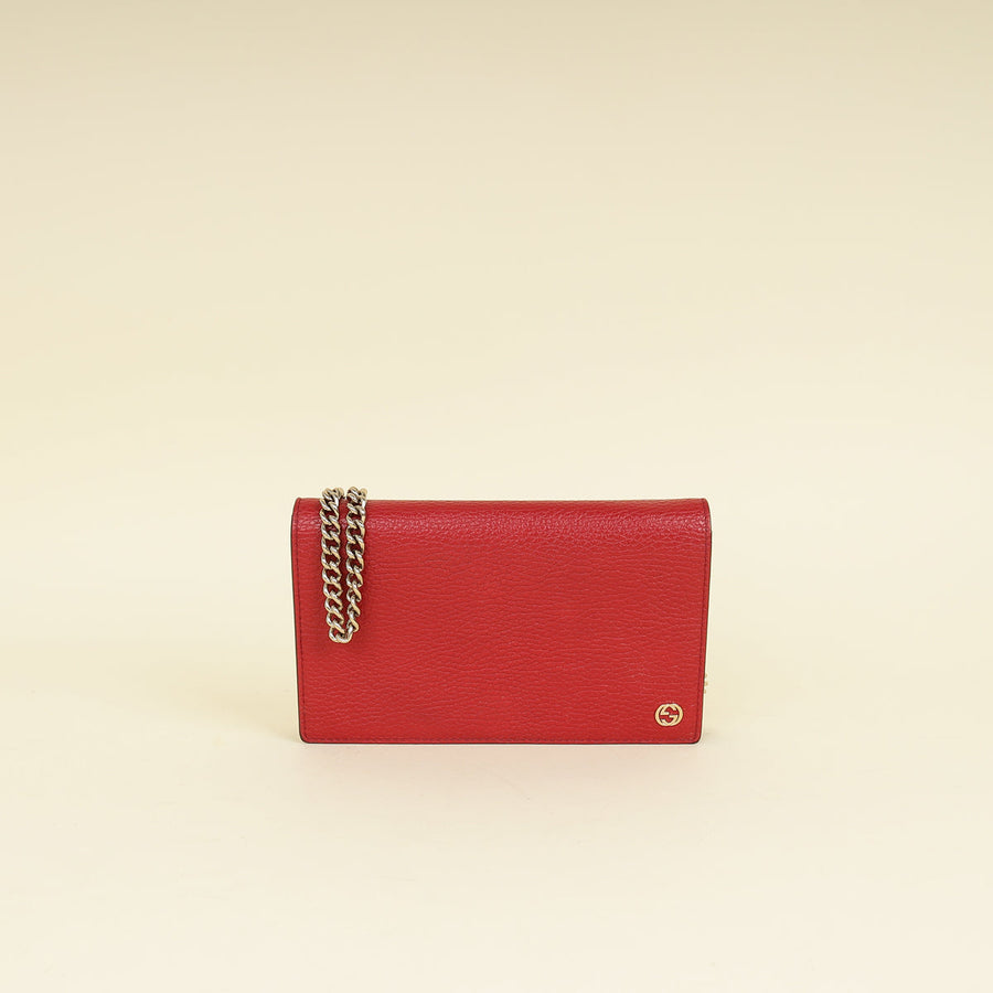 Gucci Red Interlocking G Wallet on Chain