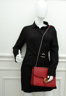 Gucci Red Interlocking G Flap Medium Shoulder Bag