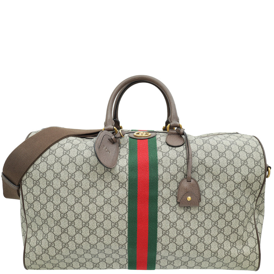Gucci Ebony GG Supreme Ophidia Savoy Large Duffle Large Bag W/ NY Initial Tag