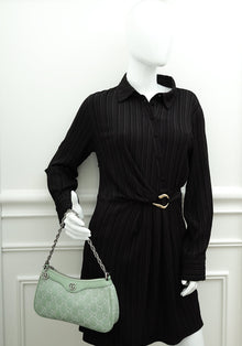 Gucci Pale Green GG Ophidia Denim Small Shoulder Bag