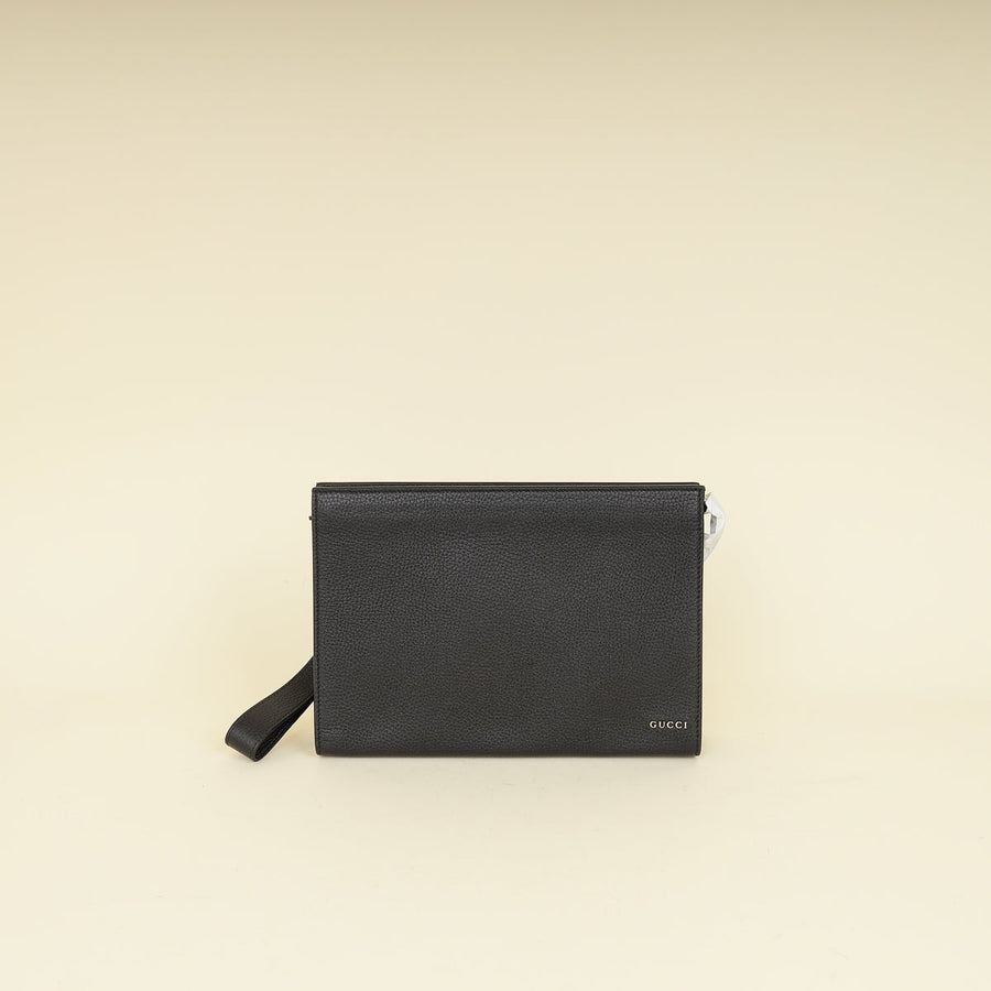 Gucci Black Logo Wristlet Pouch W/ A.A Initials on the Wristlet