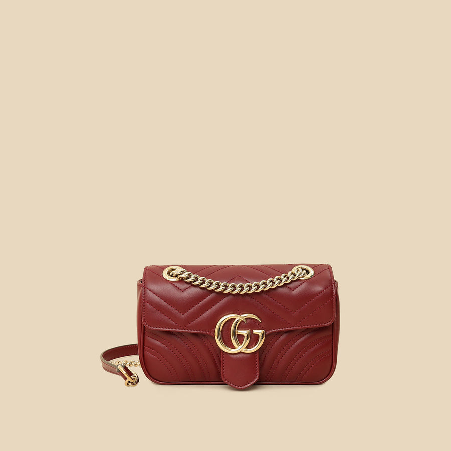 Gucci Burgundy GG Marmont Small Shoulder Bag