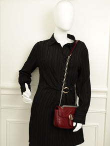Gucci Burgundy GG Marmont Small Shoulder Bag