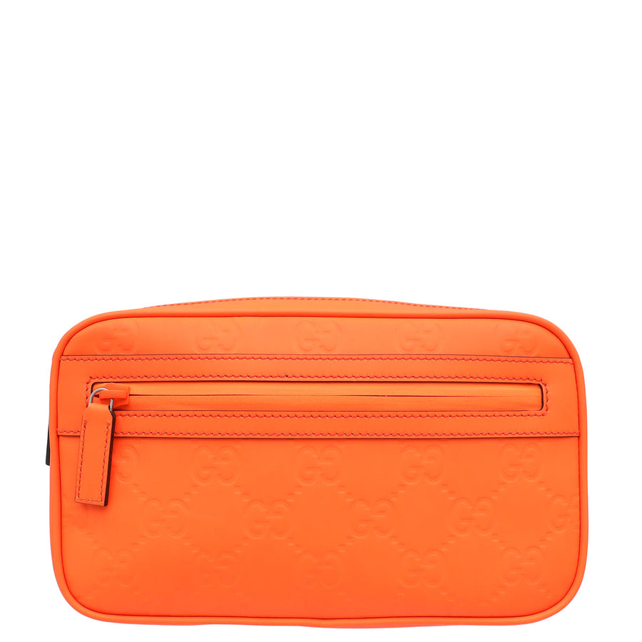 Gucci Neon Orange GG Rubber Effect Belt Bag