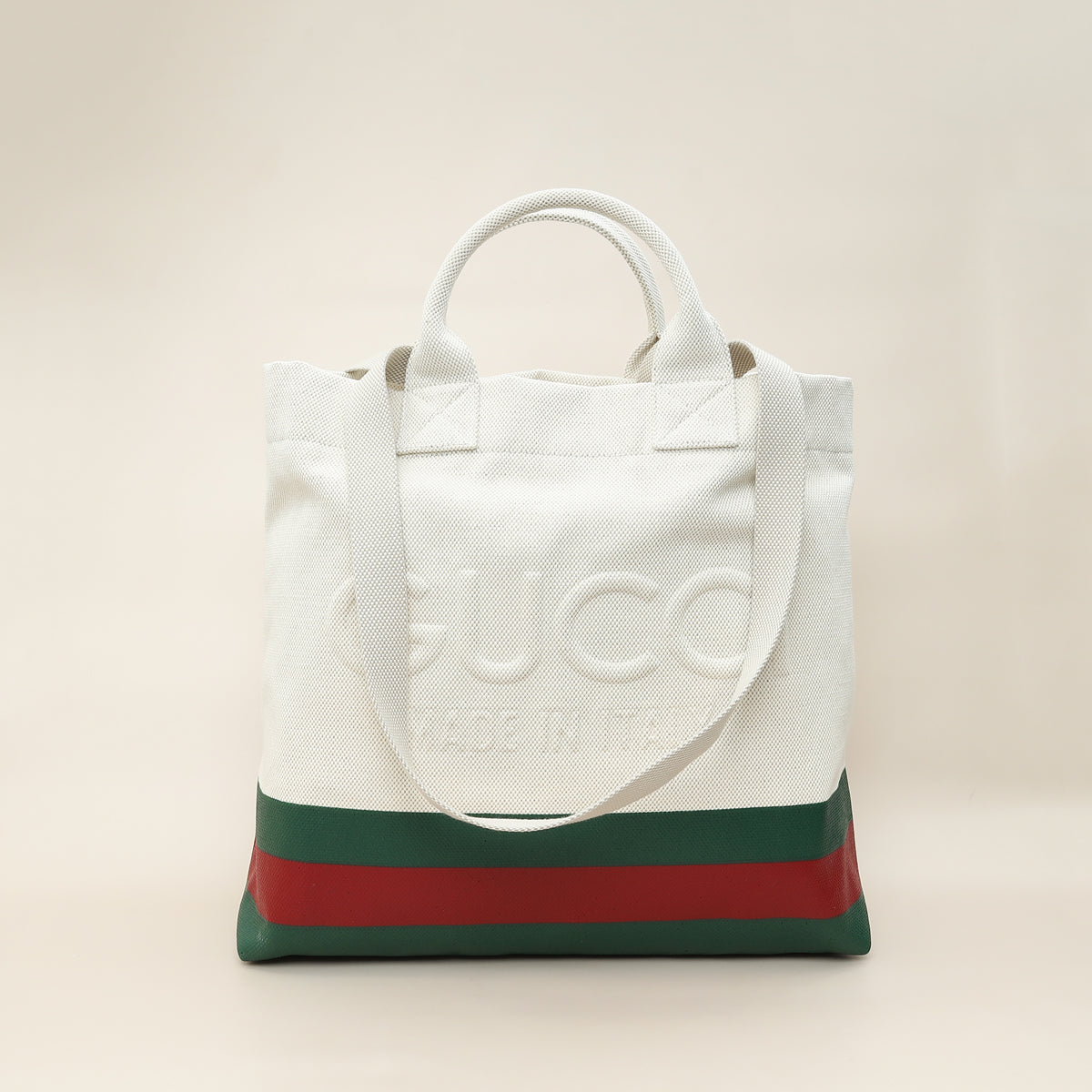 Gucci Tricolor Logo Embossed Tote Bag