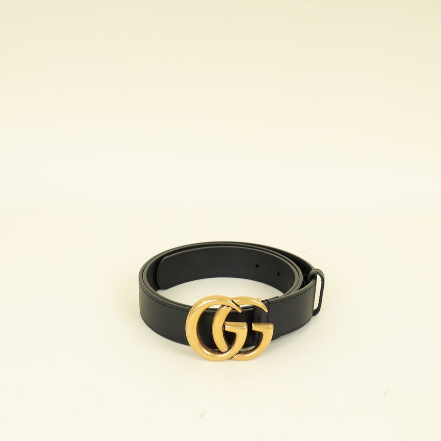 Gucci Black Double G Buckle 30mm Belt 32