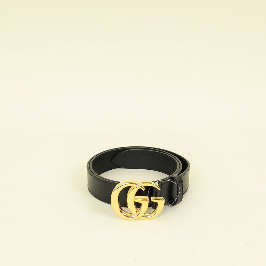 Gucci Black Double G Buckle 30mm Belt 34