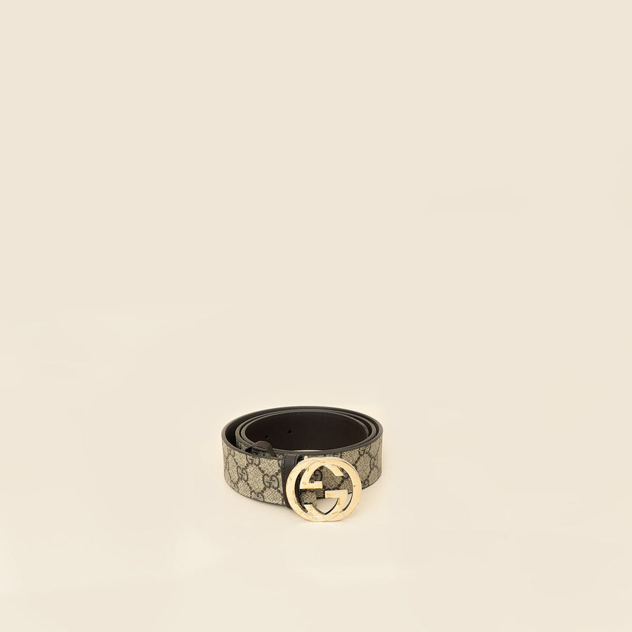 Gucci Bicolor GG Supreme Interlocking G Buckle Belt 36