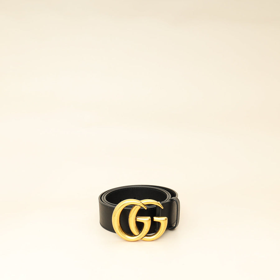 Gucci Black GG Marmont Wide Belt 34