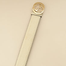 Gucci Cream Interlocking G Guccissima Belt 32