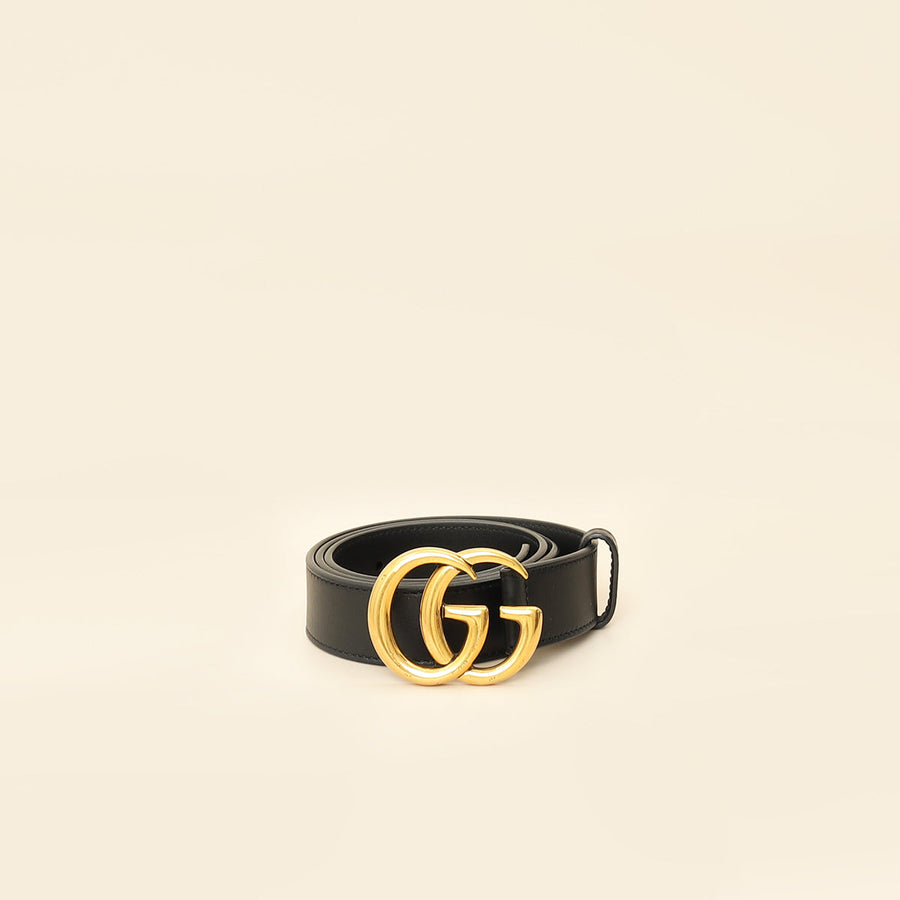 Gucci Black Double G Buckle 30mm Belt 32