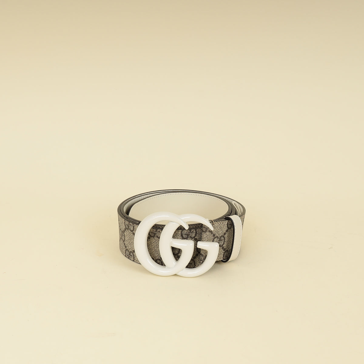 Gucci Bicolor Double G Buckle Supreme Belt 32