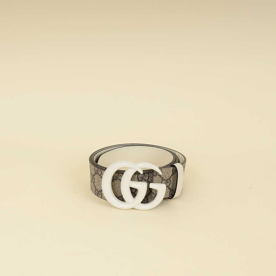 Gucci Bicolor Double G Buckle Supreme Belt 32