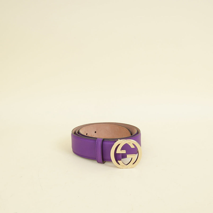 Gucci Purple Interlocking GG Buckle Belt 38
