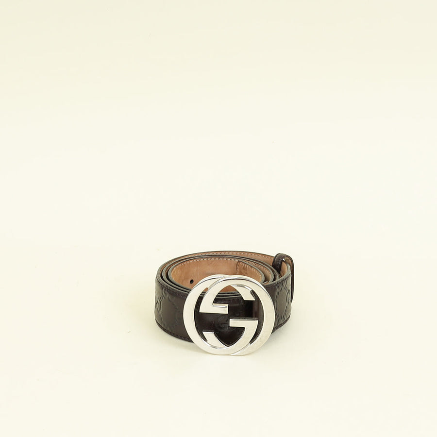 Gucci Dark Brown GG Interlocking Belt 34