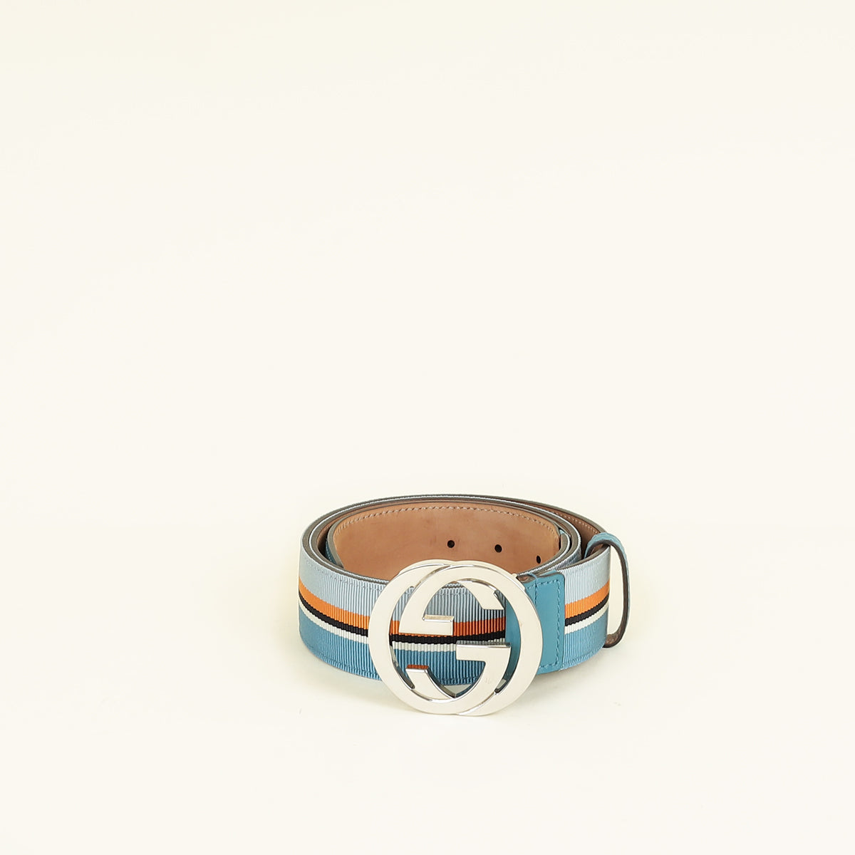 Gucci Multicolor GG Buckle Stripe Belt 38