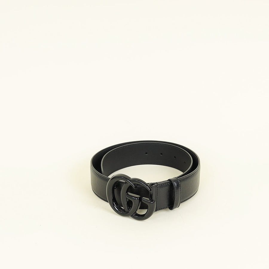 Gucci Black GG Marmont Wide Belt 28