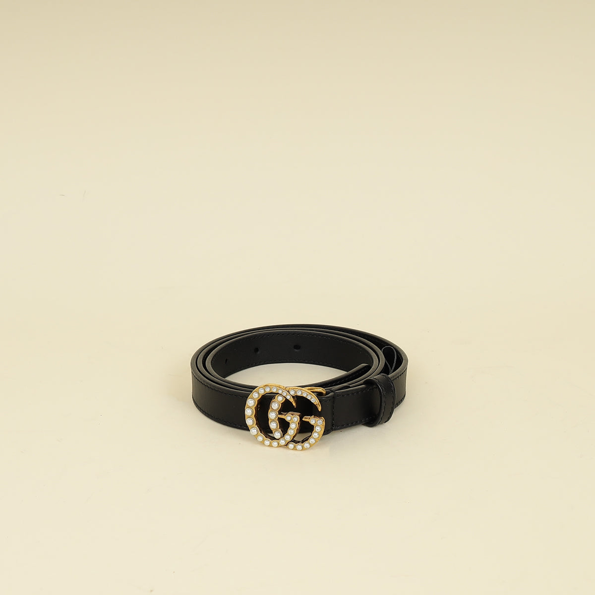 Gucci Black Double G Pearl 20mm Belt 34