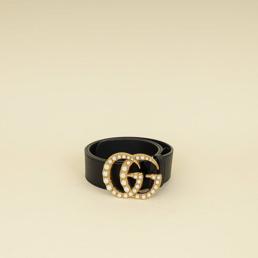 Gucci Black Double G Pearl 40mm Belt 30