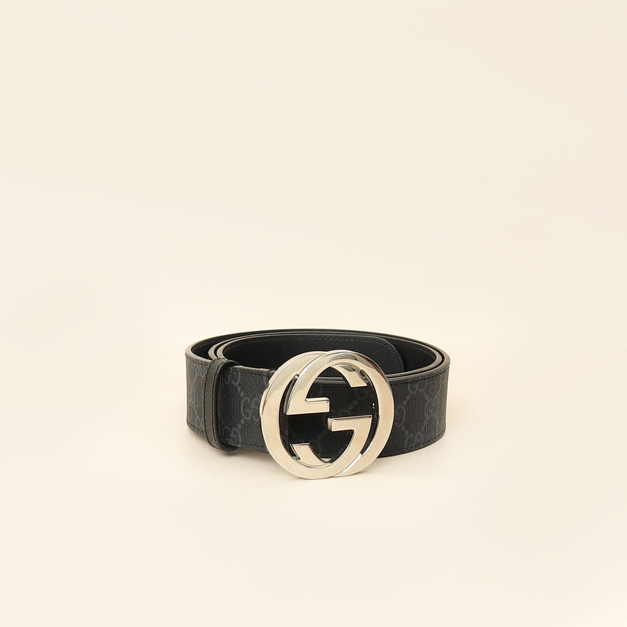 Gucci Bicolor GG Supreme Interlocking G Buckle Belt 38