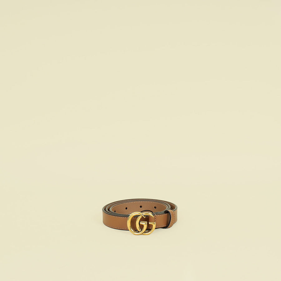 Gucci Light Brown GG Buckle Thin Belt 32