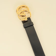 Gucci Black GG Marmont Wide Belt W/ Shiny Buckle 32