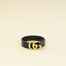 Gucci Black GG Marmont Wide Belt W/ Shiny Buckle 34