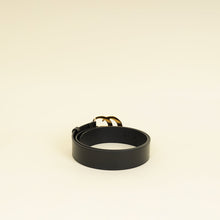 Gucci Black GG Marmont Wide Belt W/ Shiny Buckle 34