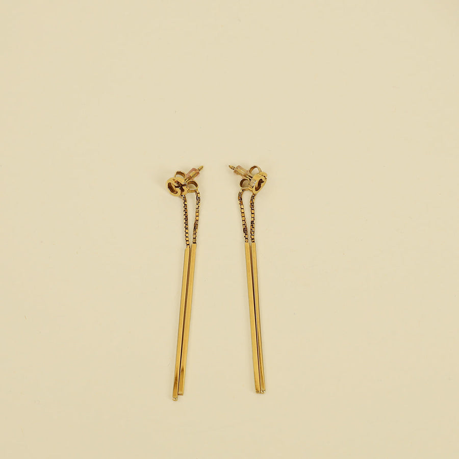 Gucci 18K Yellow Gold Running G Drop Long Earrings