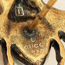 Gucci Aged Gold Finish GG Crystal Pearl Drop Bee Earrings