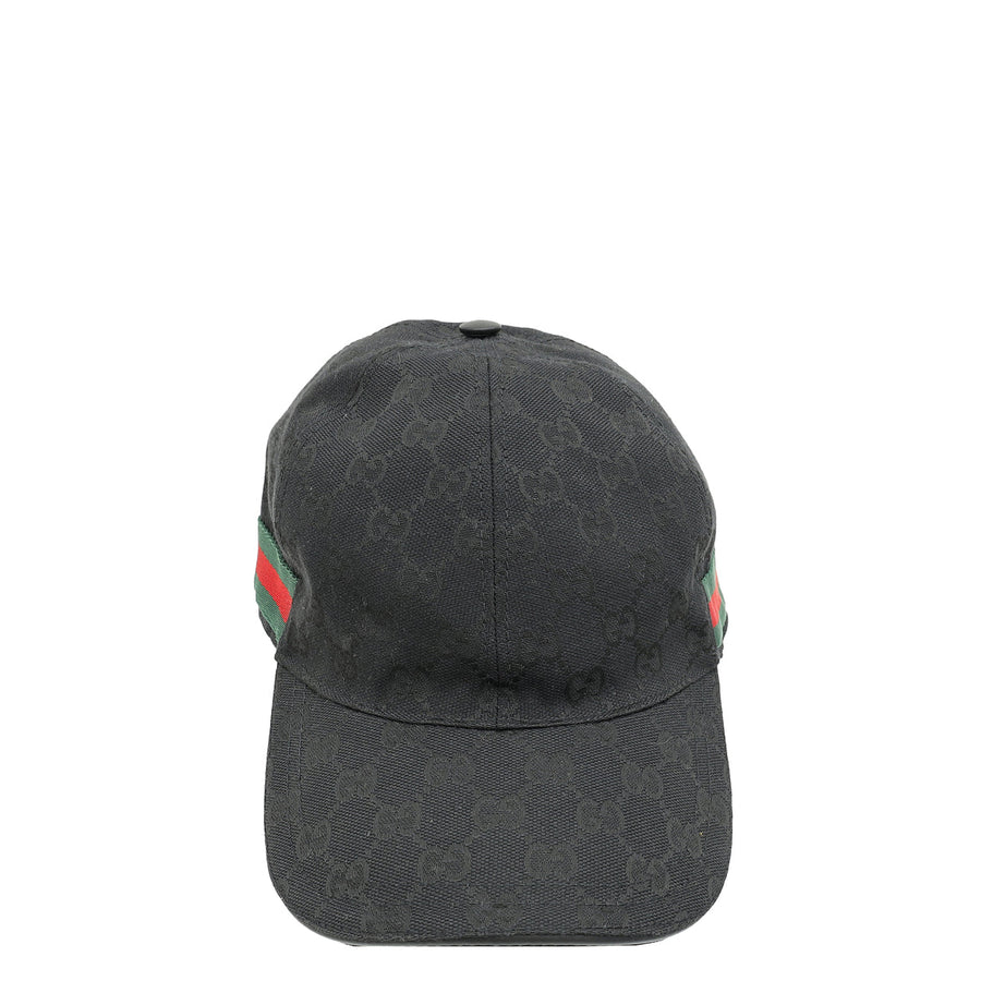Gucci Black GG Web Baseball Hat