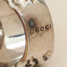 Gucci Silver Green Crystal Lion Head Ring 19
