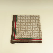 Gucci Light Brown Multicolor GG Horsebit Print Square Scarf