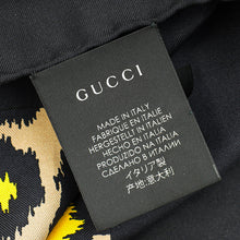 Gucci Tricolor Silk Logo Disco Leopard Square Scarf